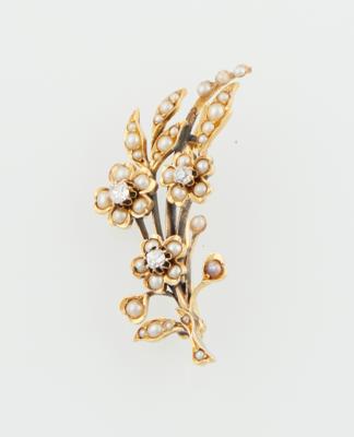 Diamant Halbperlen Blütenbrosche - Jewellery