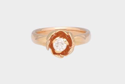 Brillant Solitär Ring Rose ca. 0,45 ct - Schmuck