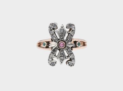 Rubin Smaragd Diamantrauten Ring - Gioielli