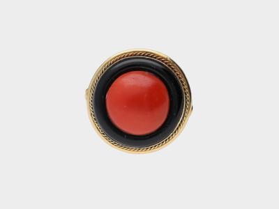 Korallen Onyx Ring - Schmuck