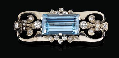 Aquamarin Diamantbrosche - Jewellery