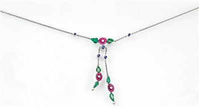 Farbstein Brillantcollier - Schmuck