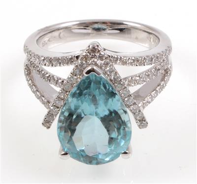 Aquamarinring 6,04 ct - Jewellery