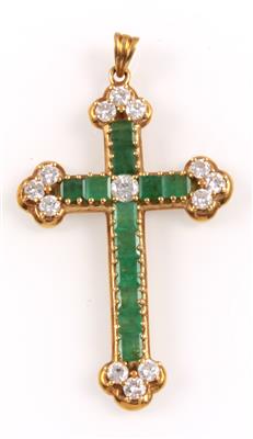 Brillant Smaragdkreuz - Schmuck