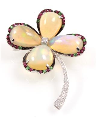 Opal Brillantbrosche - Schmuck