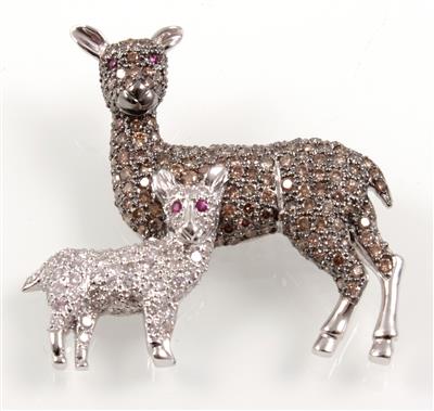 Brillantbrosche Rehe zus. 3,50 ct - Klenoty