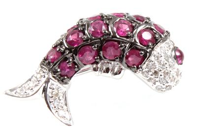 Brillant Rubinbrosche Fisch - Jewellery