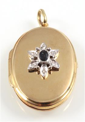 Achtkantdiamant Saphirmedaillon - Jewellery