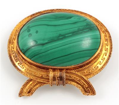 Spätbiedermeier Malachitbrosche - Schmuck