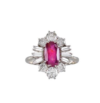 Ring mit unbehandeltem Rubin ca. 3,20 ct - Diamanten, Farb- und Edelsteine