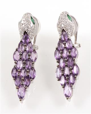 Diamant Amethystohrclips - Jewellery