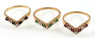 3 Brillant Schmucksteinringe - Jewellery