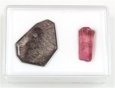Turmalinrohkristall 20,56 ct, Rutilquarzanhänger 40,96 ct - Gioielli
