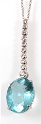 Aquamarincollier zus. 8,96 ct - Gioielli