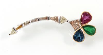 Diamant Farbsteinbrosche - Jewellery