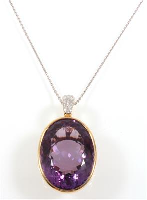 Amethyst Brillantanhänger - Diamant-, Farb- und Schmucksteine