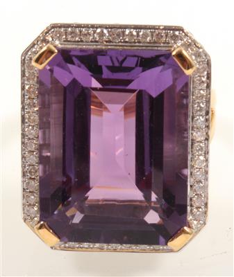 Amethyst Brillantring - Diamant-, Farb- und Schmucksteine
