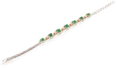 Brillant-Smaragdarmband zus. ca. 3,00 ct - Diamant-, Farb- und Schmucksteine