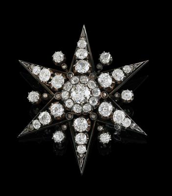 Altschliffdiamantbrosche Stern zus. ca. 5,45 ct - Jewellery