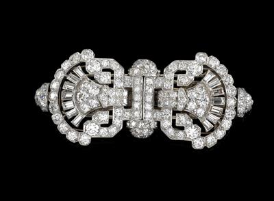 Brillant Diamantdoppelbrosche zus. ca. 6,70 ct - Jewellery