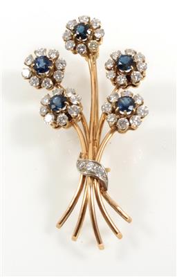 Brillant Saphir Blütenbrosche - Jewellery