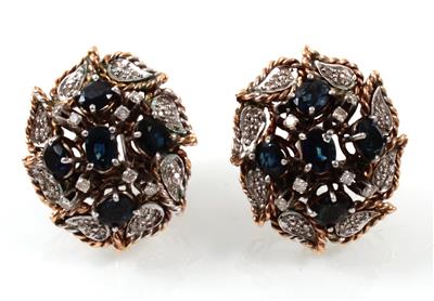 Diamant Saphirohrclips - Jewellery
