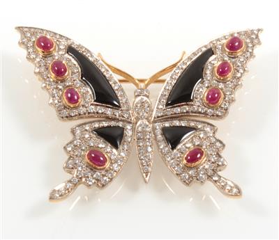 Brillant Rubinbrosche Schmetterling - Jewellery