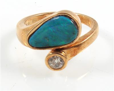 Altschliffdiamant-Opal Ring ca. 0,30 ct - Klenoty