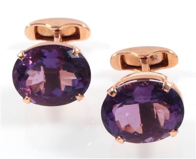 Amethystmanschettenknöpfe zus. ca. 22 ct - Schmuck