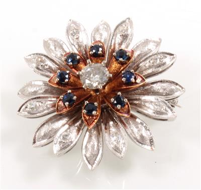 Brillant- Diamantbrosche Blüte zus. ca. 0,60 ct - Jewellery