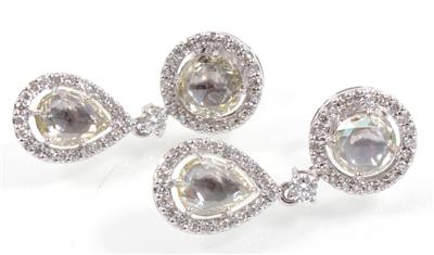 Diamantohrgehänge zus. ca. 5,30 ct - Diamanten und exklusive Farbsteinvarietäten