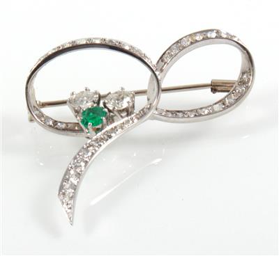Köchert Diamant Smaragdbrosche - Jewellery