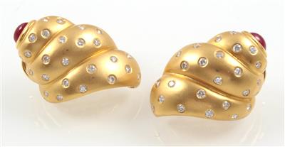 Brillant Rubinohrclips - Jewellery