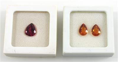 1 loser Rubelit 4,388 ct, 2 lose Citrine 5,078 ct - Exklusive Diamanten und Farbsteine