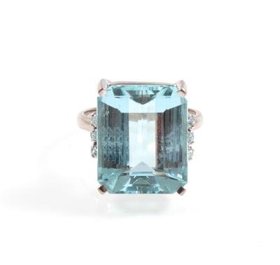 Aquamarinring ca. 15 ct - Exklusive Diamanten und Farbsteine