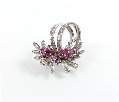 Brillant-Rubinbrosche zus. ca. 0,70 ct - Jewellery