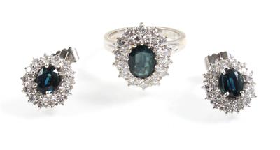 Diamant- Saphirdamenschmuckgarnitur zus. ca. 2,35 ct - Jewellery