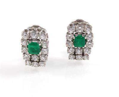 Brillant Smaragdohrclips - Jewellery