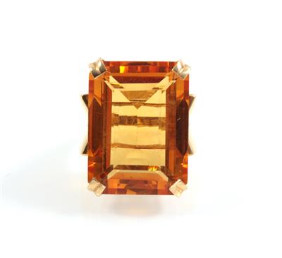 Citrinring ca. 33 ct - Exklusive Diamanten und Farbsteine