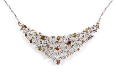 Fancy Diamond Collier zus. ca. 15 ct - Exklusive Diamanten und Farbsteine