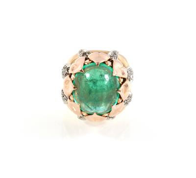 Smaragd Diamantrautenring - Gioielli