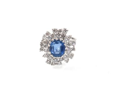 Ring mit unbehandeltem Saphir ca. 2,80 ct - Exklusive Diamanten und Farbsteine