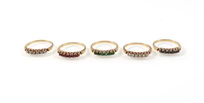 5 Brillant Farbstein Ringe - Jewellery