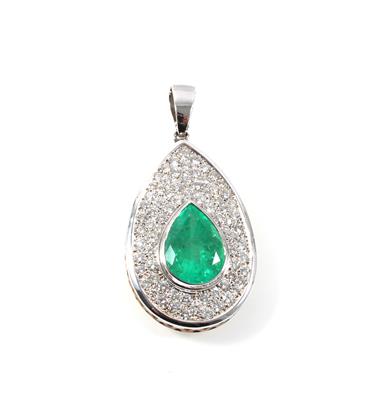 Brillant Smaragdanhänger - Exklusive Diamanten und Farbsteine
