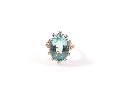 Diamant Aquamarinring - Klenoty