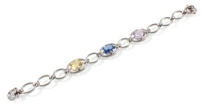 Saphir-Diamantarmband zus. ca. 14,00 ct - Exklusive Diamanten und Farbsteine