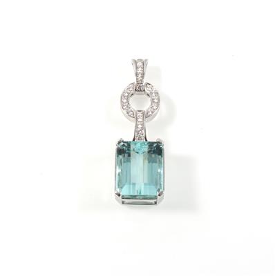 Brillant Aquamarinanhänger - Exklusive Diamanten und Farbsteine
