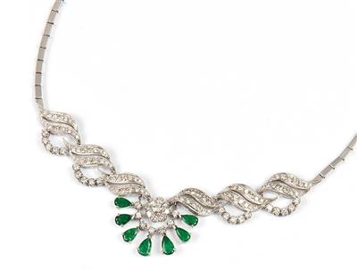 Brillant-Smaragdcollier Brillanten zus. ca. 5,45 ct - Exklusive Diamanten und Farbsteine