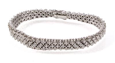 Brillantarmband zus. ca. 6 ct - Exklusive Diamanten und Farbsteine