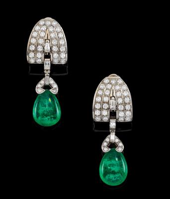 Diamant Smaragdohrclipgehänge - Exklusive Diamanten und Farbsteine